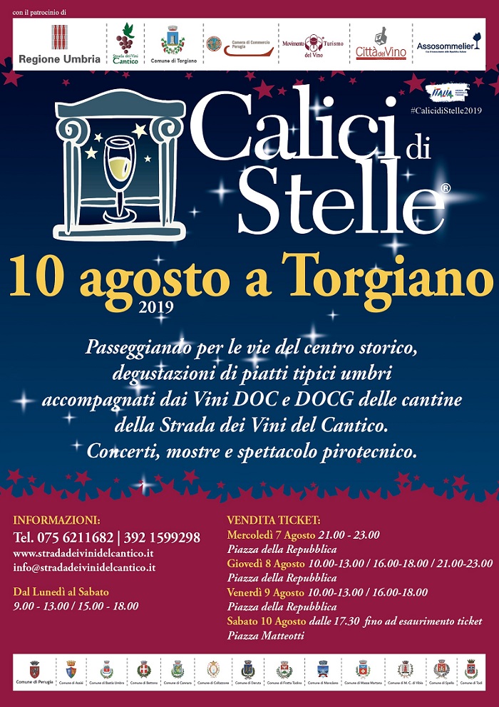 Calici di Stelle - Torgiano, 10 Agosto 2019 - Tutto il programma