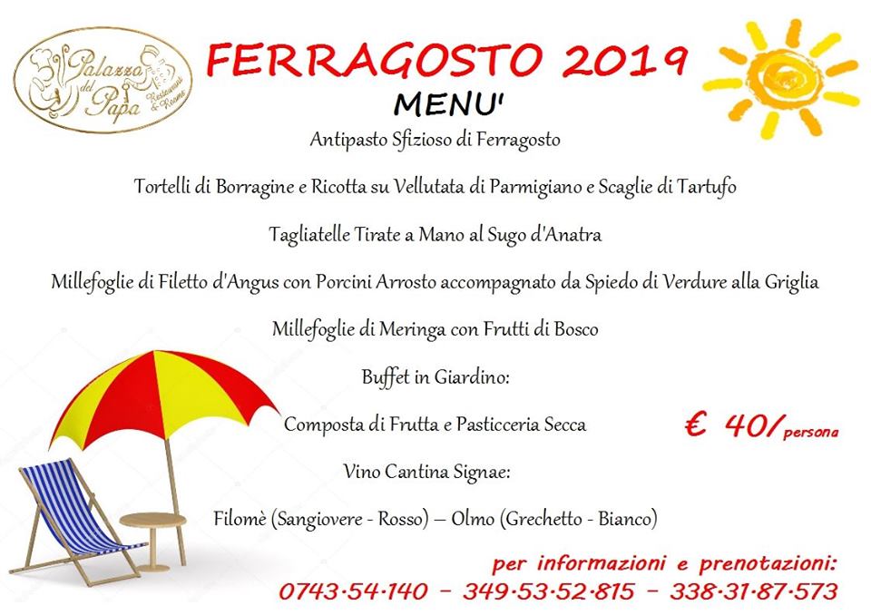 Umbriain Ristorante Il Palazzo Del Papa Ferragosto 2019